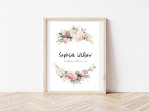 vintage rose baby name meaning wall printable download