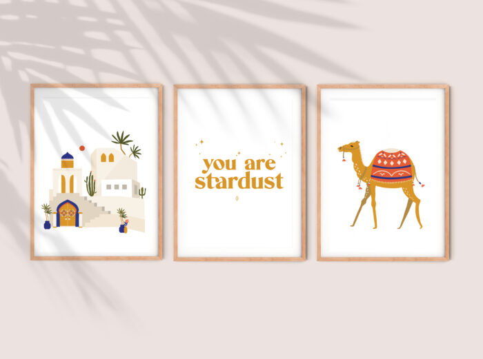 Boho nursery art, camel nursery art, you are stardust art, gender neutral nursery art, boho nursery inspiration