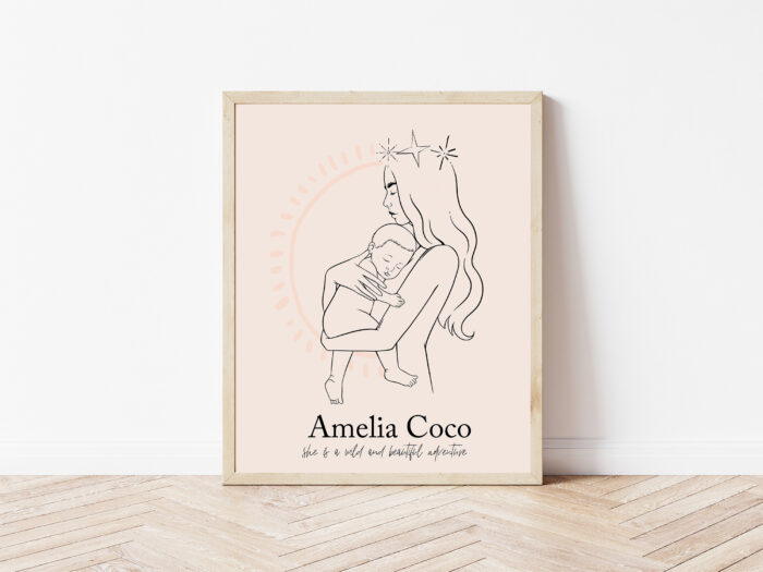 birth poster, mother and baby print