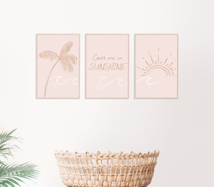 pink coastal boho wall print