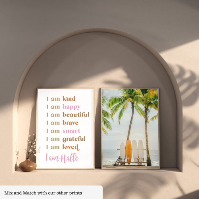 girls affirmations, coastal wall art