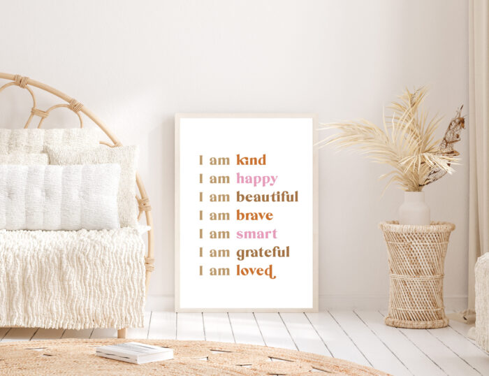 i am loved, girls affirmation wall poster