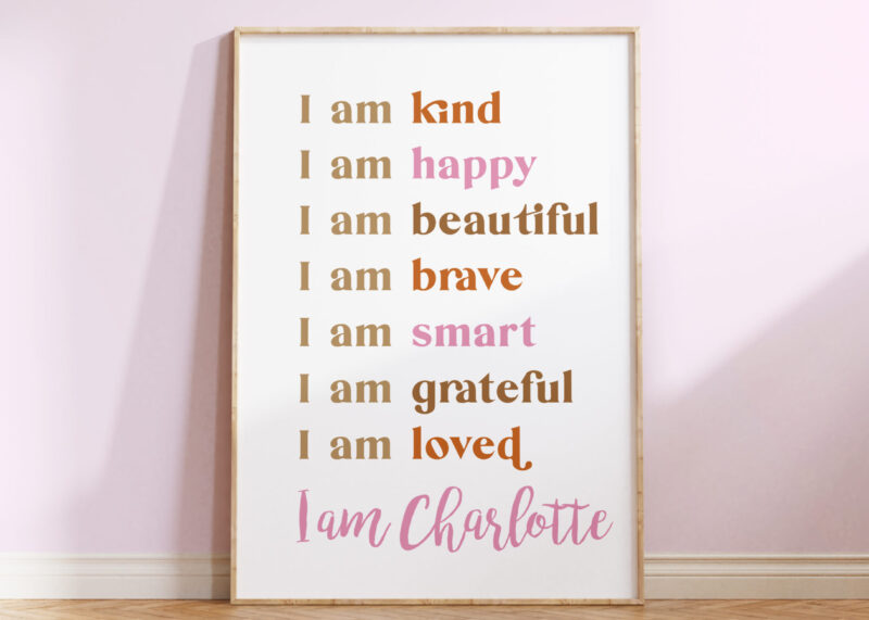 girls affirmation poster, affirmations wall art