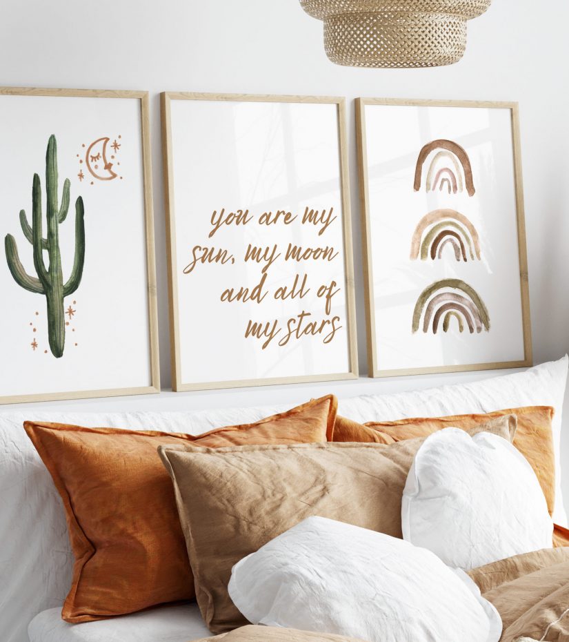 cactus boho boys nursery wall art