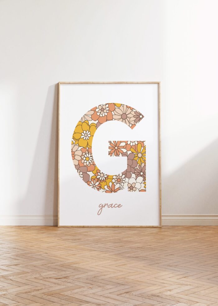 personalized retro daisy wall art for girls nursery