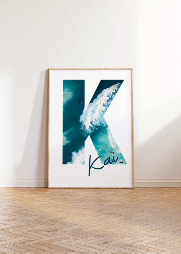 surf personalized wall name art for boys