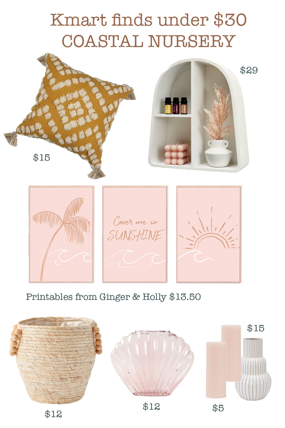 Beach Style Nursery for a baby girl under $30