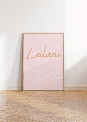 surf personalized name print in pink