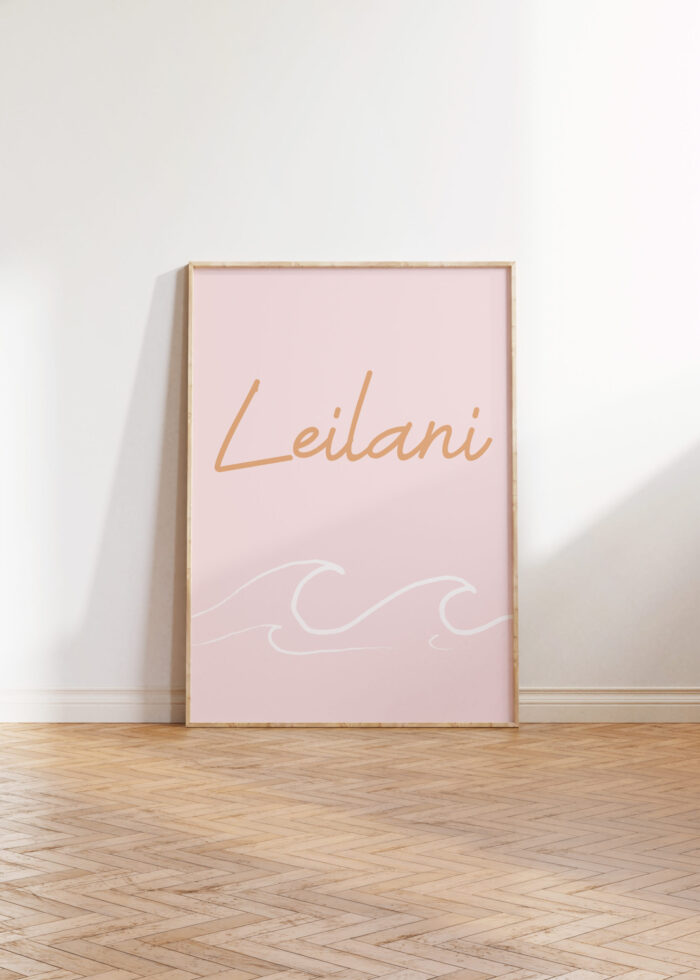 surf personalized name print in pink