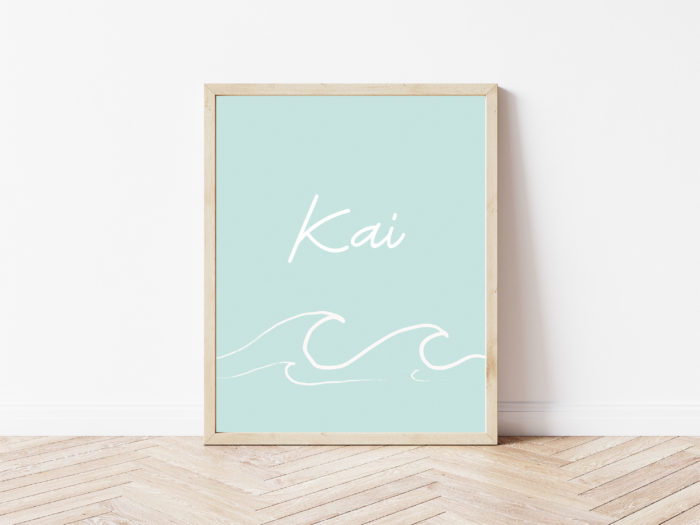 Personalized Surf Name Art for Girls Coastal Nursery Wall Art Print Ginger & Holly