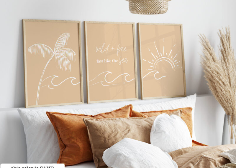 wild and free print set, boys coastal nursery art