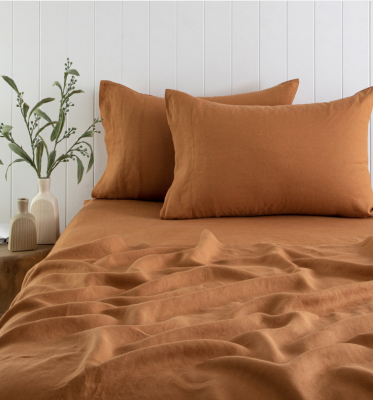 rust coloured linen sheets for boys bedroom