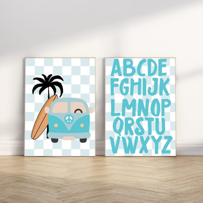 boys surf ABC poster, boys room decor, coastal bedroom